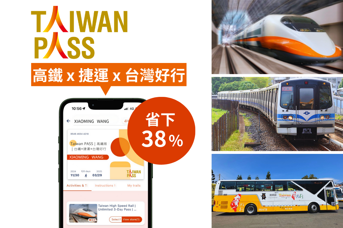 Taiwan PASS 3合1版| 高鐵&捷運&台灣好行| (成人票)| 限外籍旅客購買